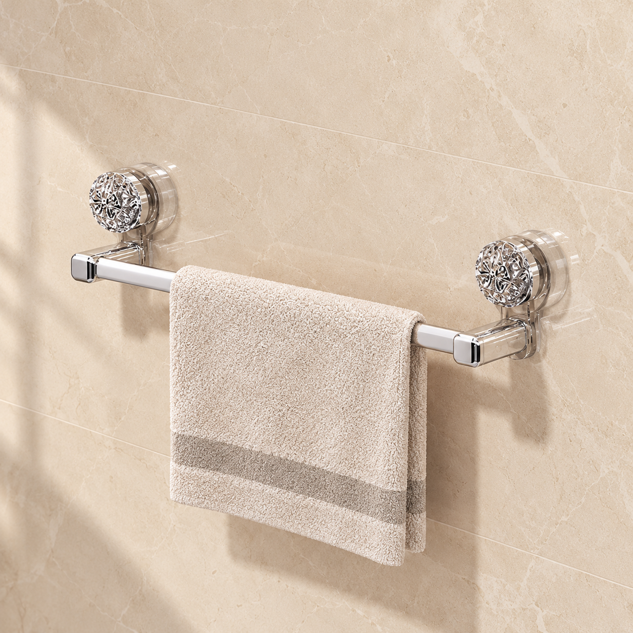 Suction Cup Towel Rack Bathroom Non-perforated Toilet Storage Rack Single-pole Kitchen Hanging Pole Light Luxury Storage Rack Towel Bar
